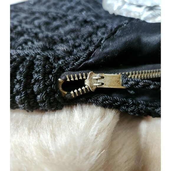 1930s 1940s Vintage Crochet Handbag: Lucite Handle Purse, Art Deco, Fan Shaped - Picture 5 of 11